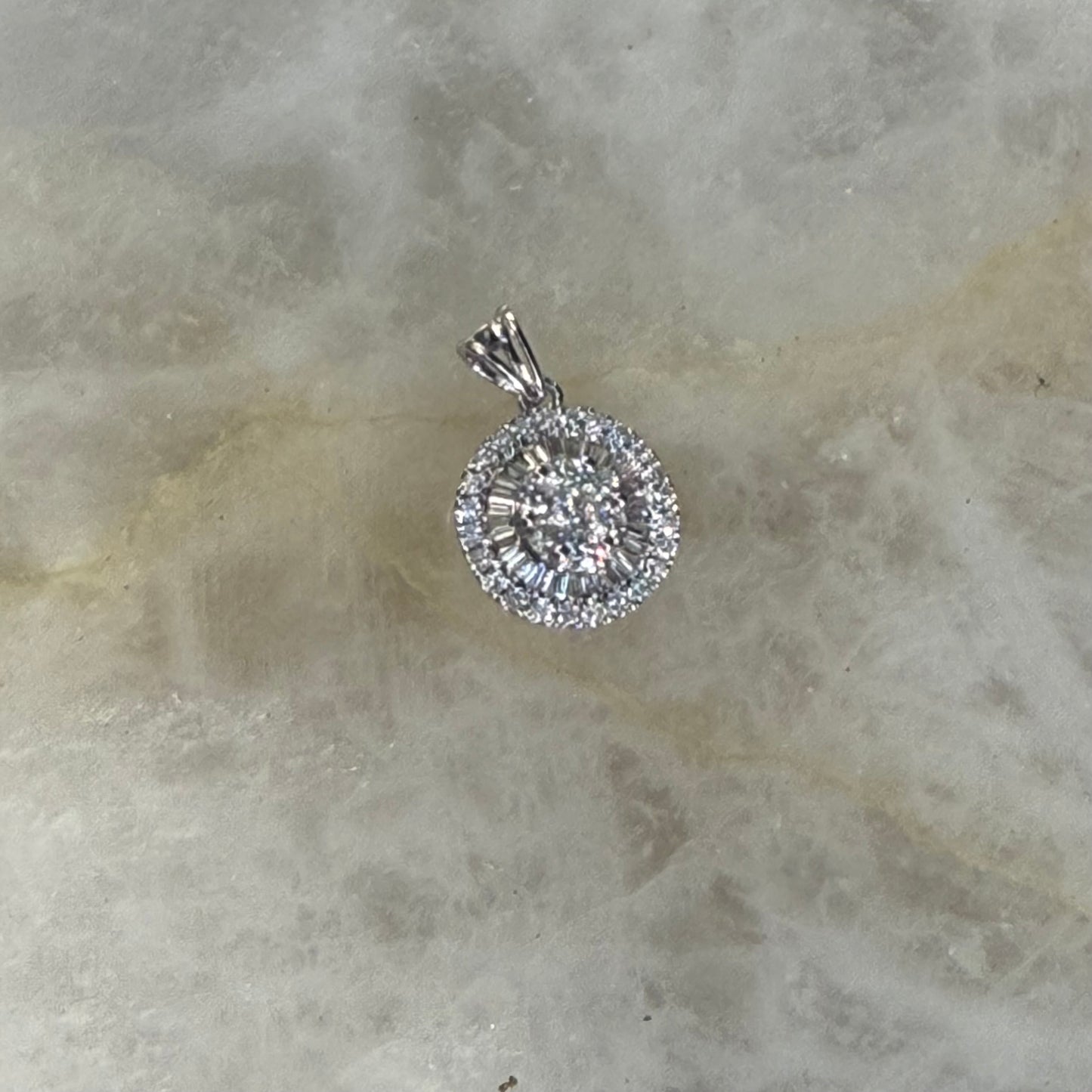 Pizza Pendant in 18K White Gold
