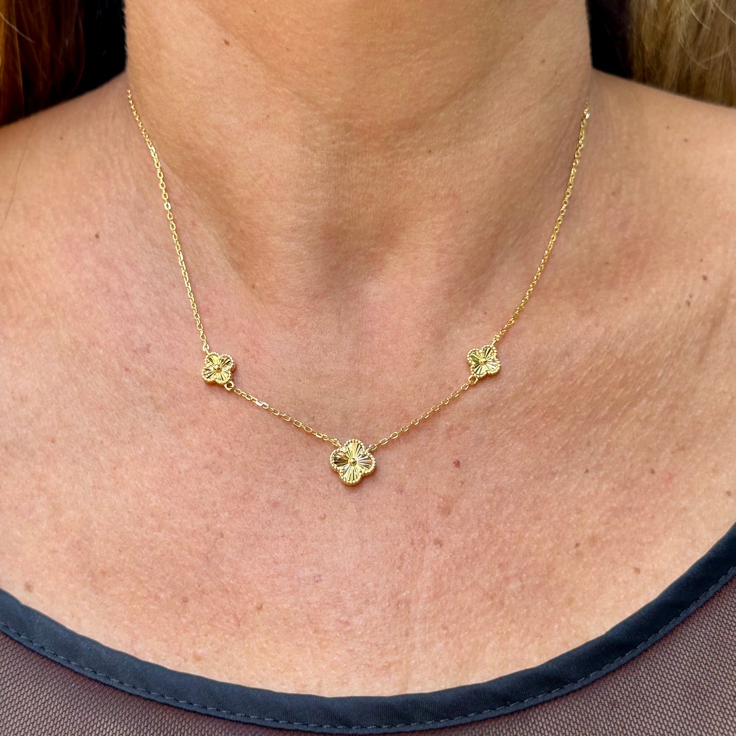 Three Flowers Necklace in Sterling Silver 925