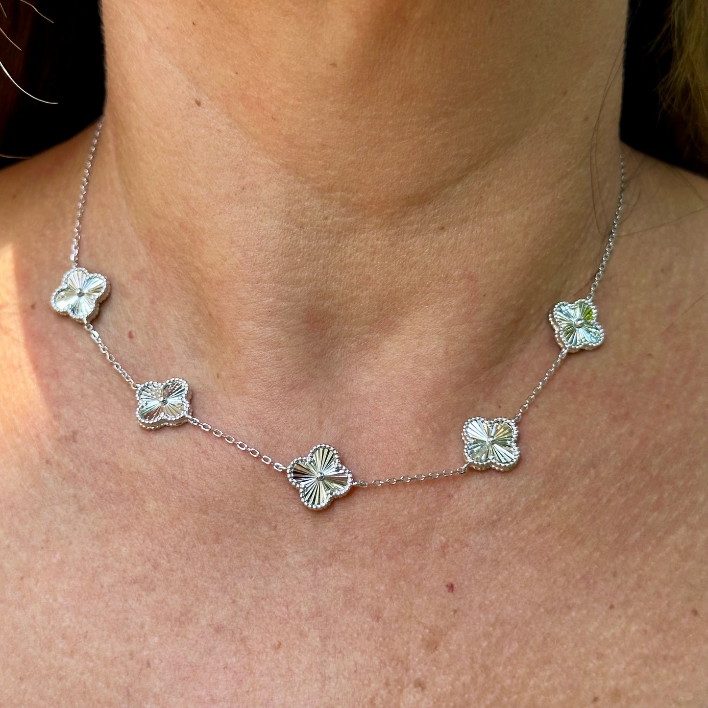 Five Flowers Necklace in Sterling Silver 925