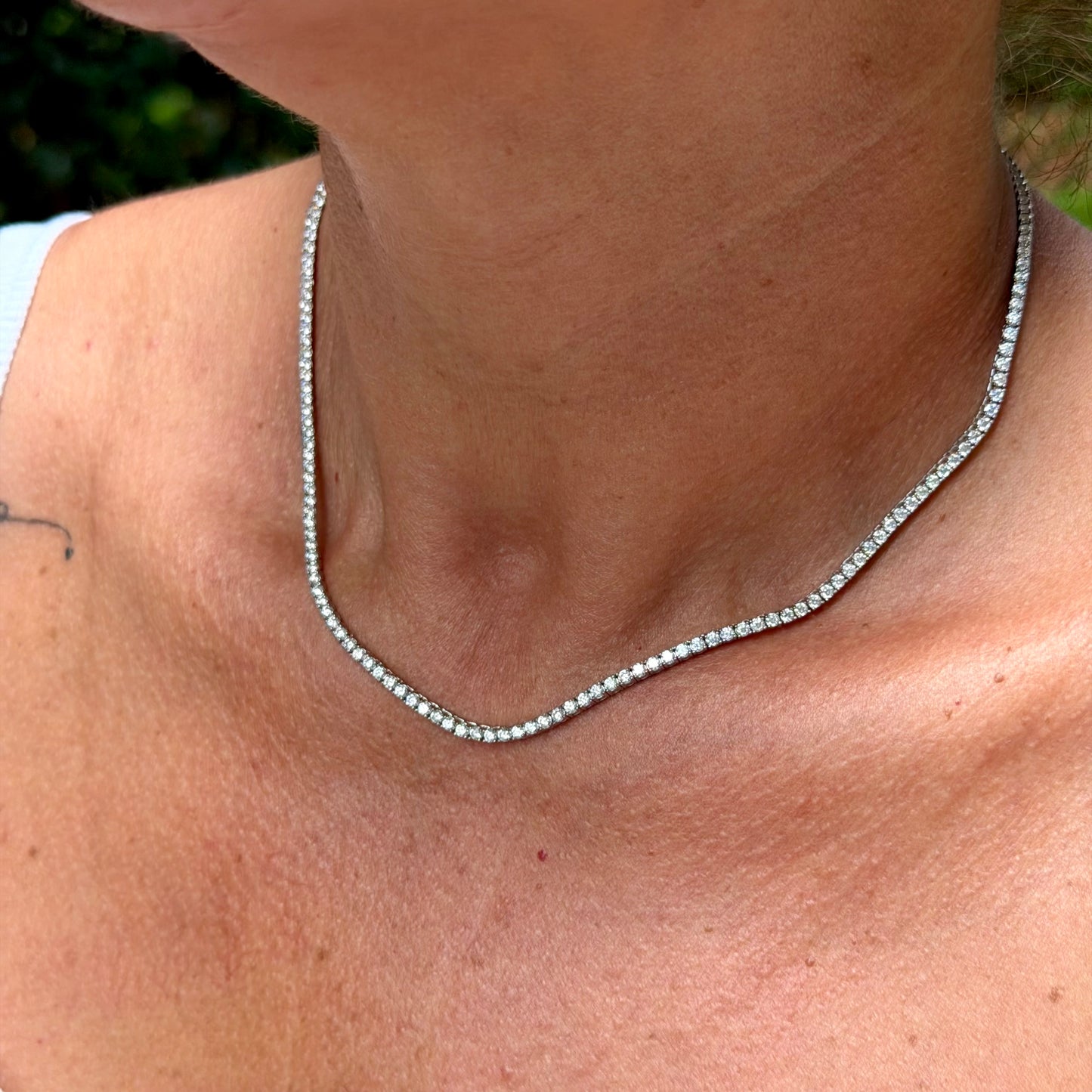 Moissanite Tennis Necklace in Sterling Silver 925