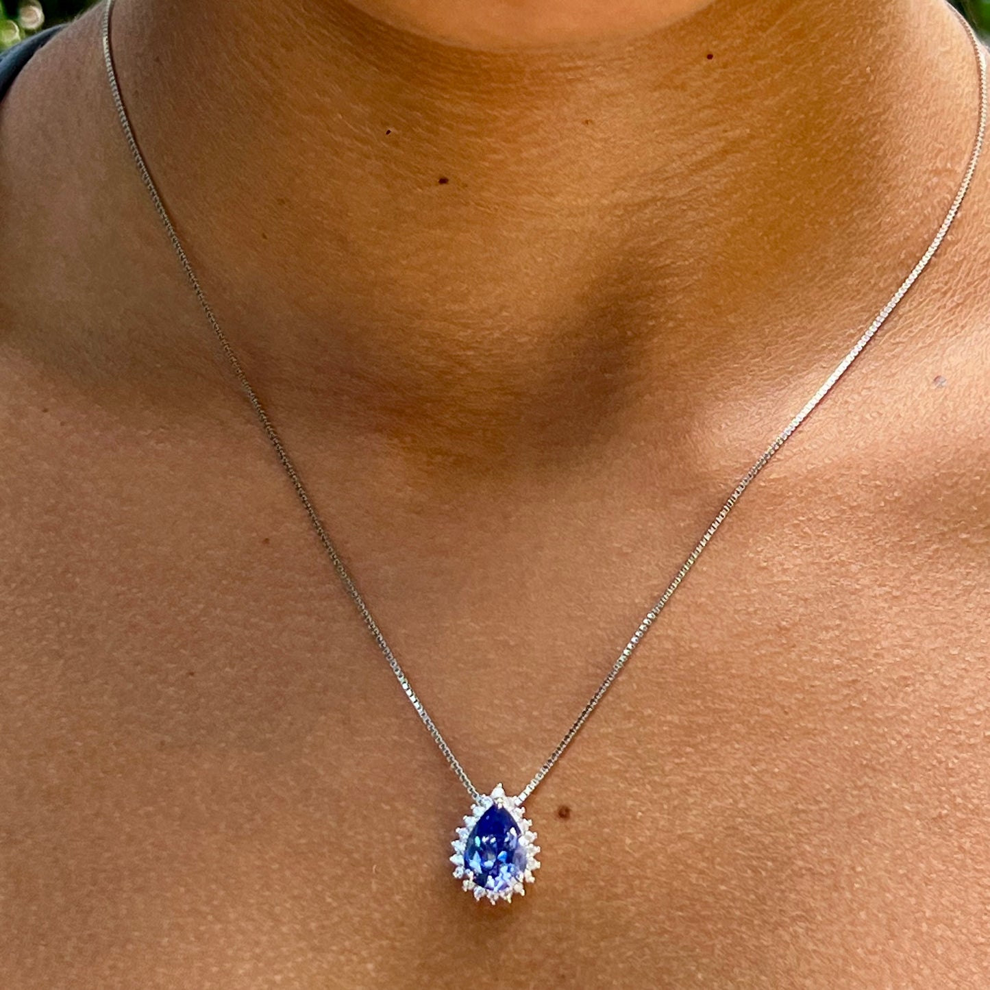 Tanzanite Drop Necklace in Sterling Silver 925
