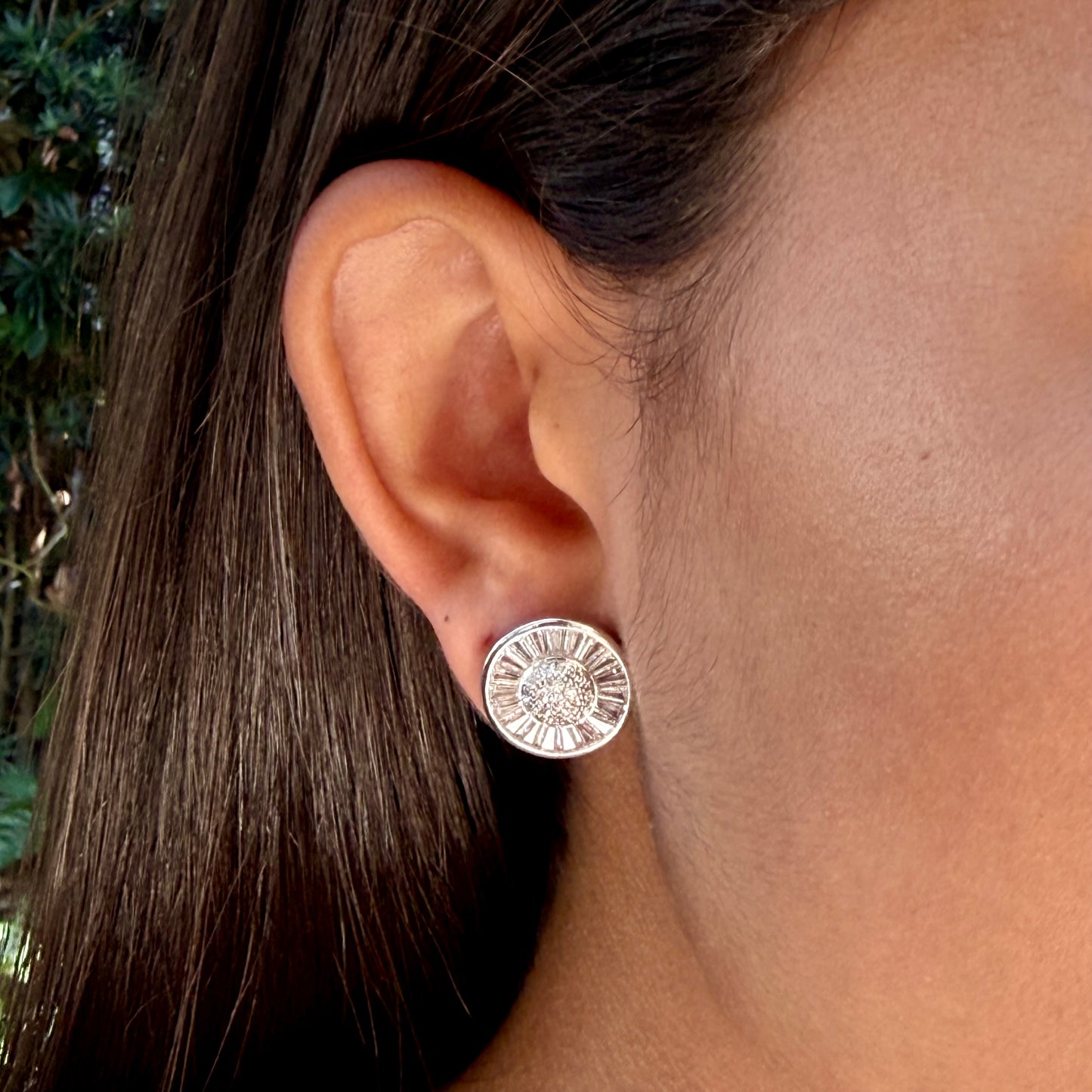 Pizza Earrings in 18K White Gold Plated