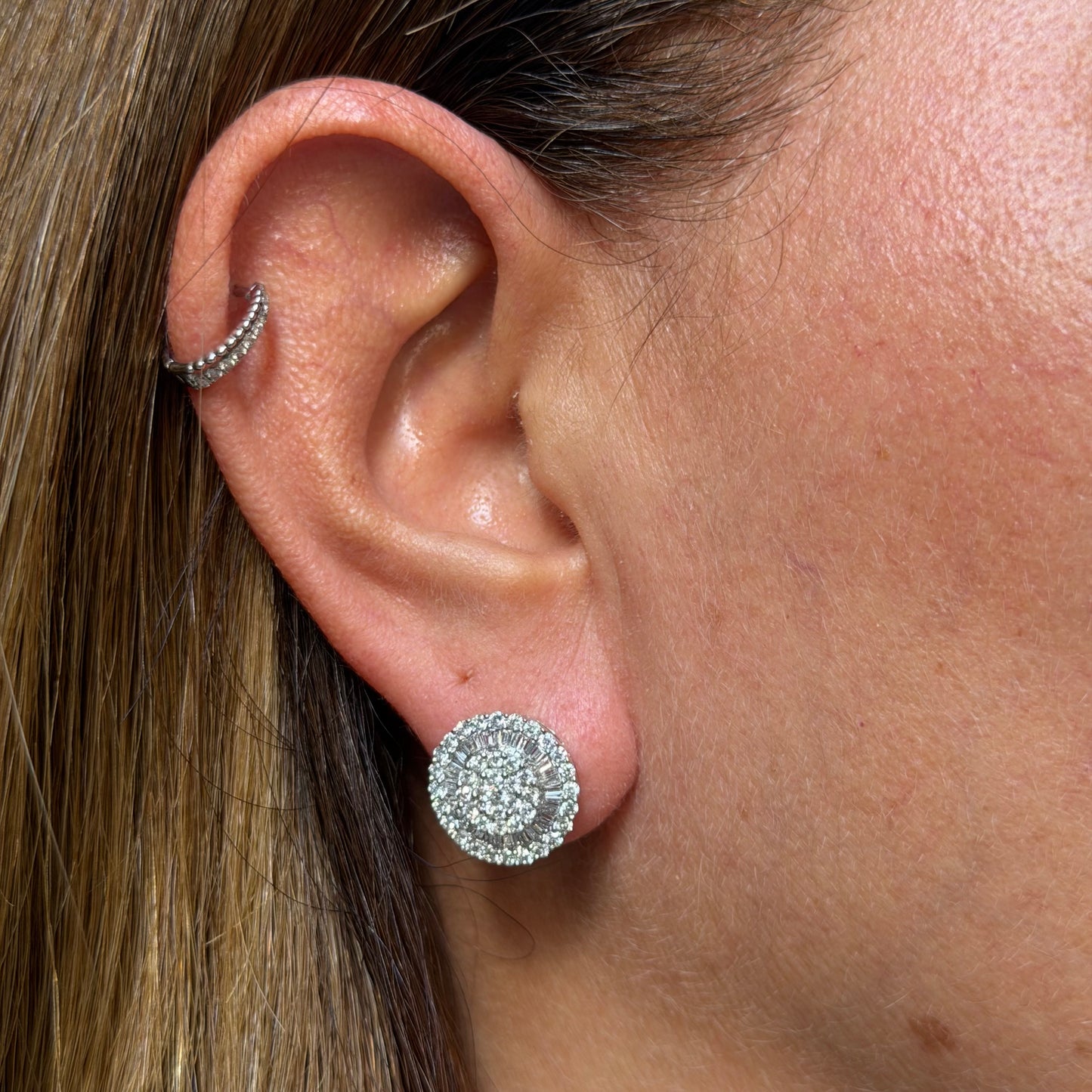 Pizza Earrings in 18K White Gold