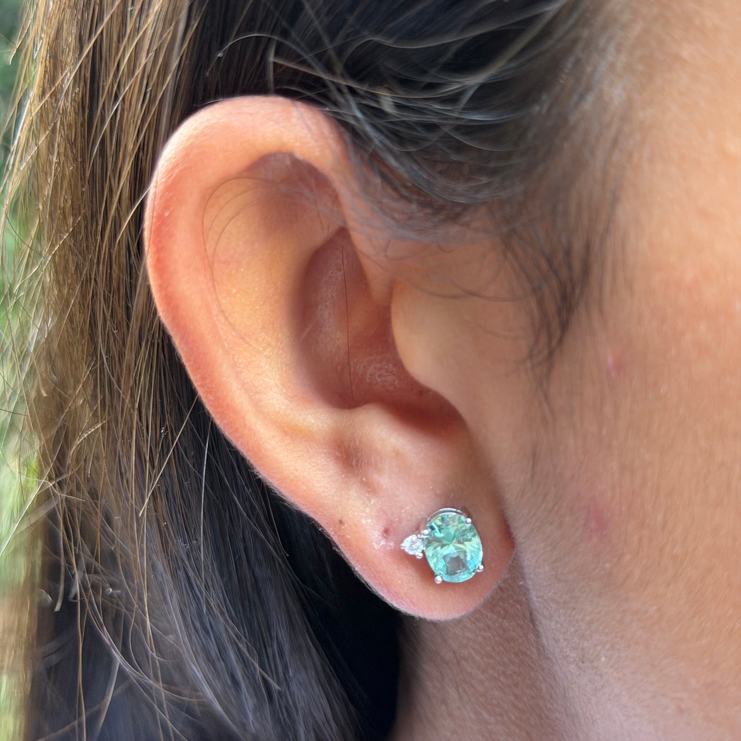 Turmaline Earrings in 18K White Gold Plated