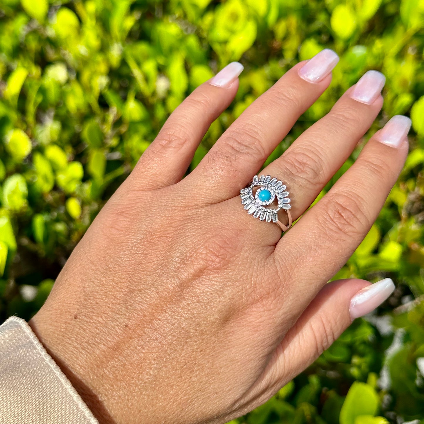 Greek Eye Ring in Sterling Silver 925