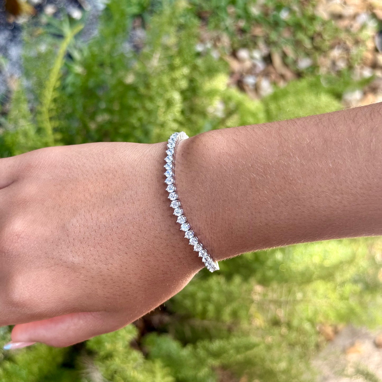 Three Points Tennis Bracelet in Sterling Silver 925