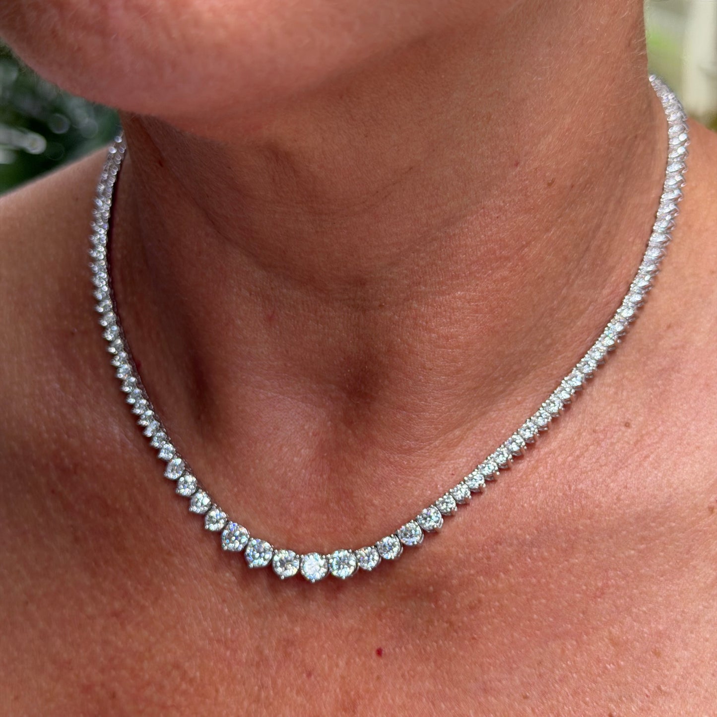 Moissanite Tennis Necklace in Sterling Silver 925