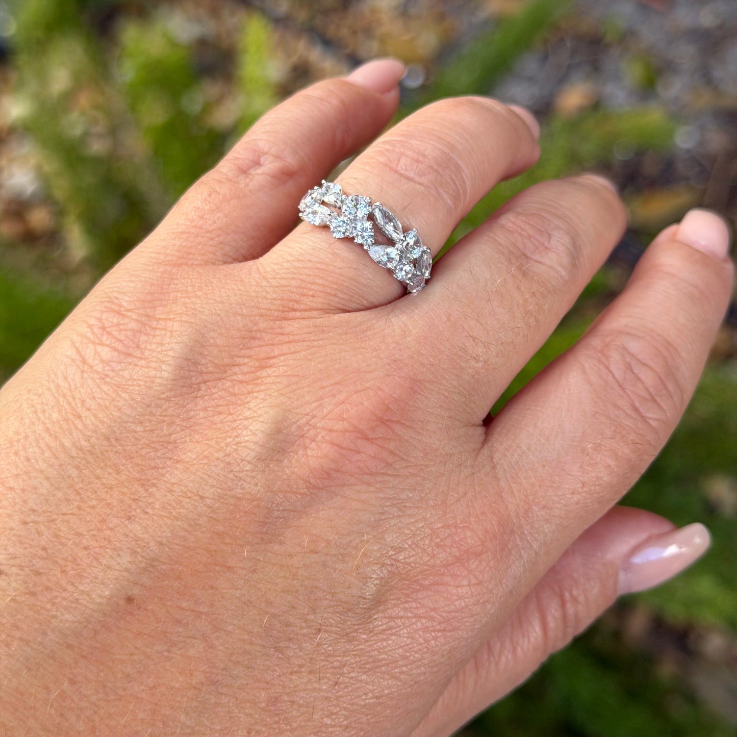 Stone Patch Ring in Sterling Silver 925