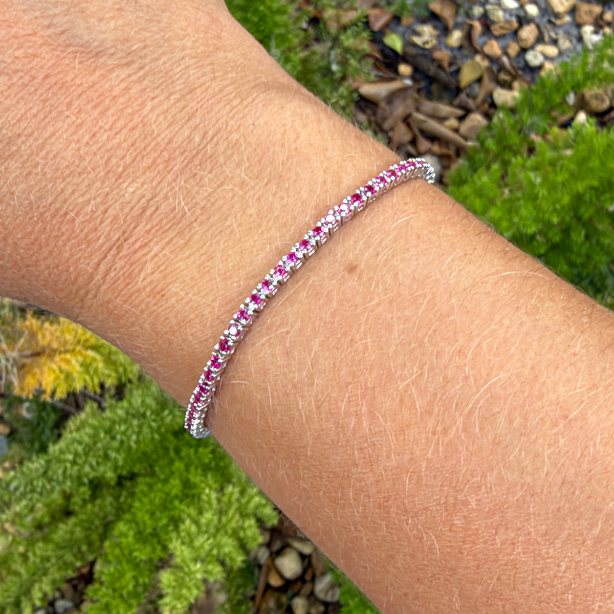 Ruby Tennis Necklace in Sterling Silver 925