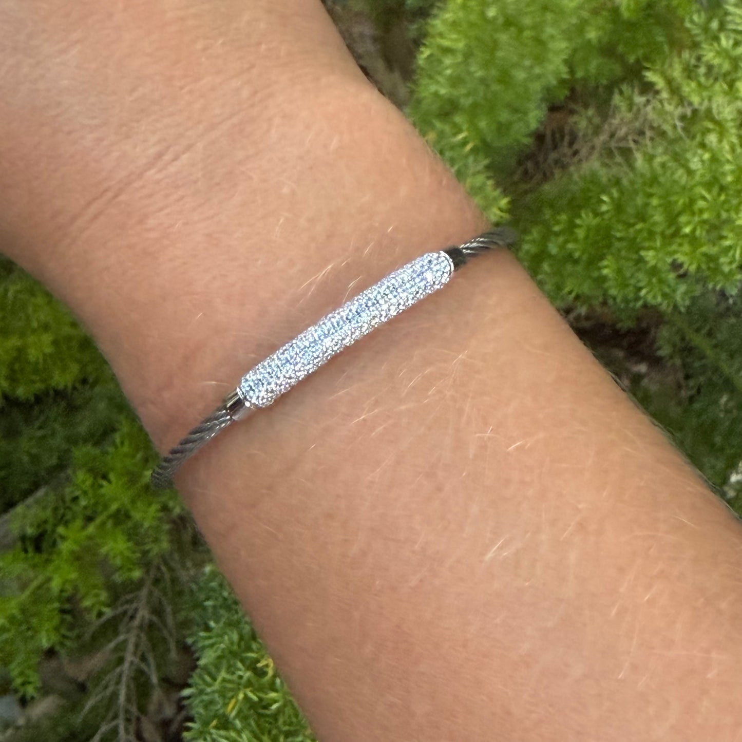 Wire w/ Zirconias Bracelet in Stainless Steel 316L