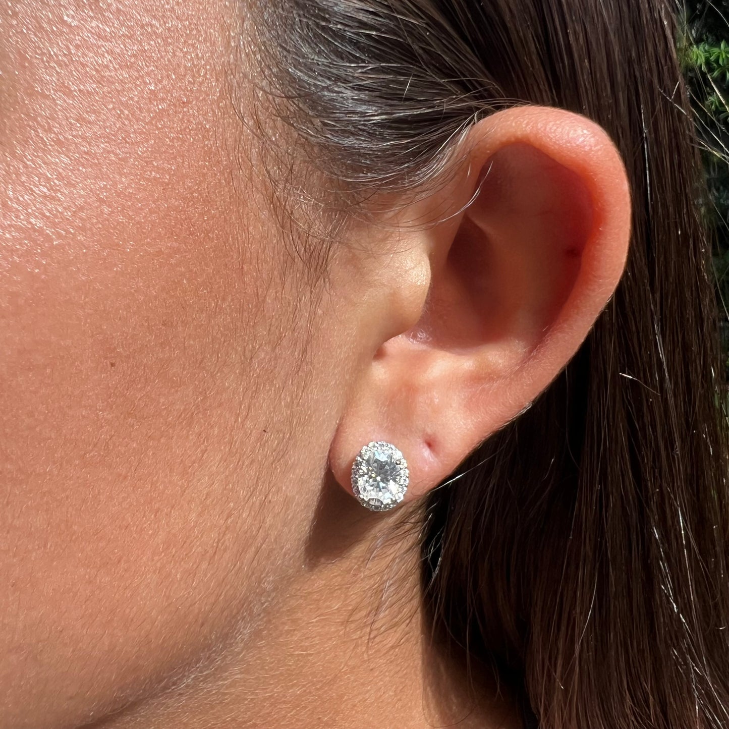 Moissanite Oval Earrings in Sterling Silver 925