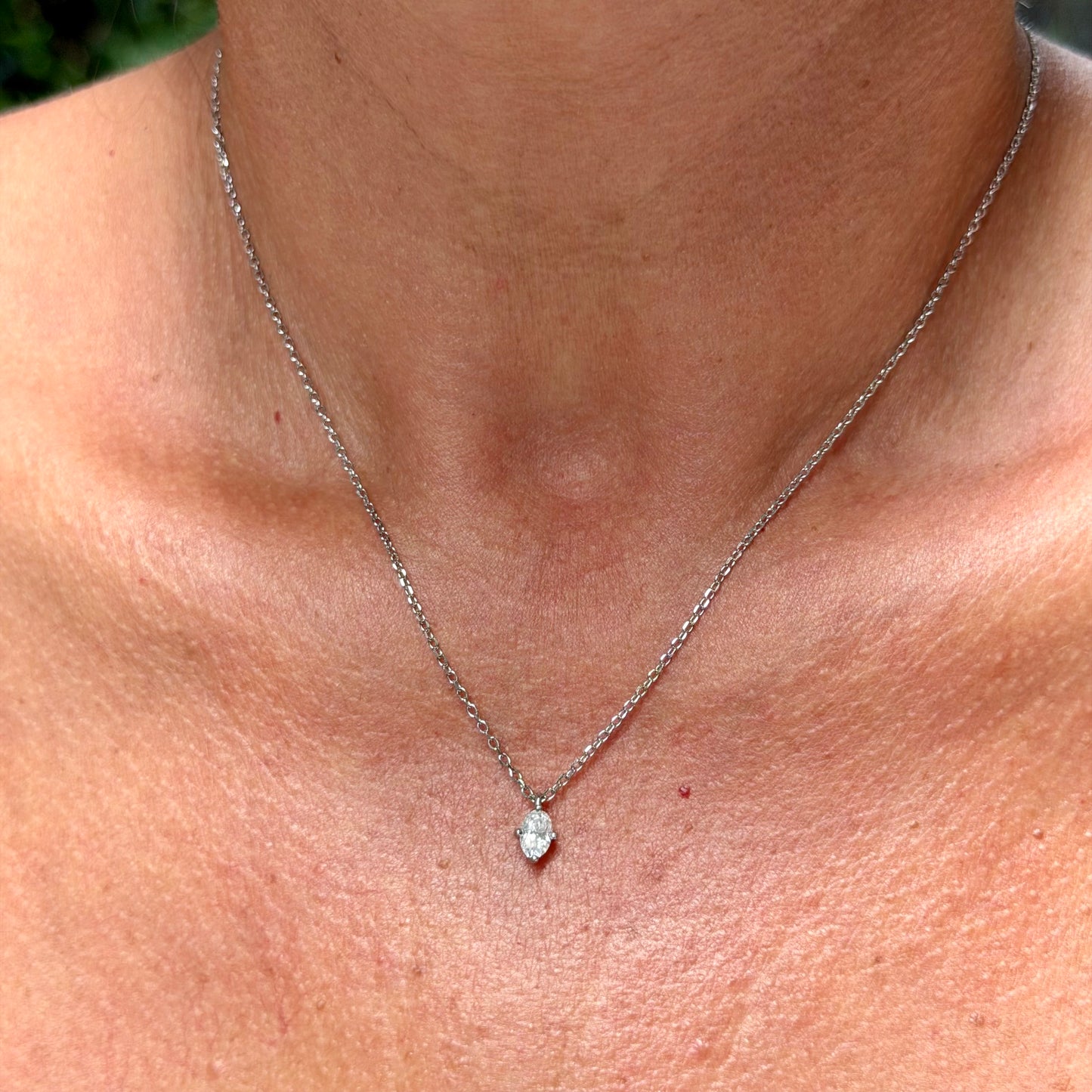 Oval Moissanite Necklace in Sterling Silver 925