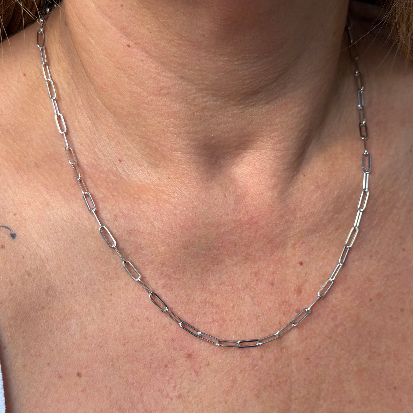 Paper Clip Necklace in Sterling Silver 925