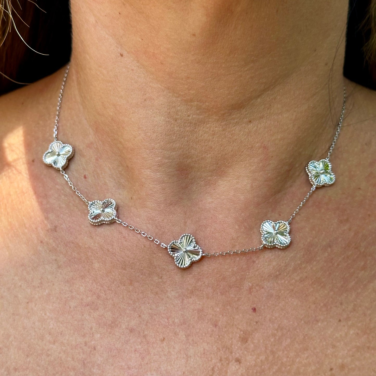 Five Flowers Necklace in Sterling Silver 925