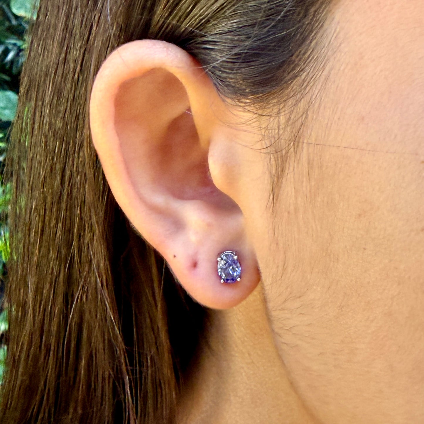 Oval Tanzanite Earrings in Sterling Silver 925