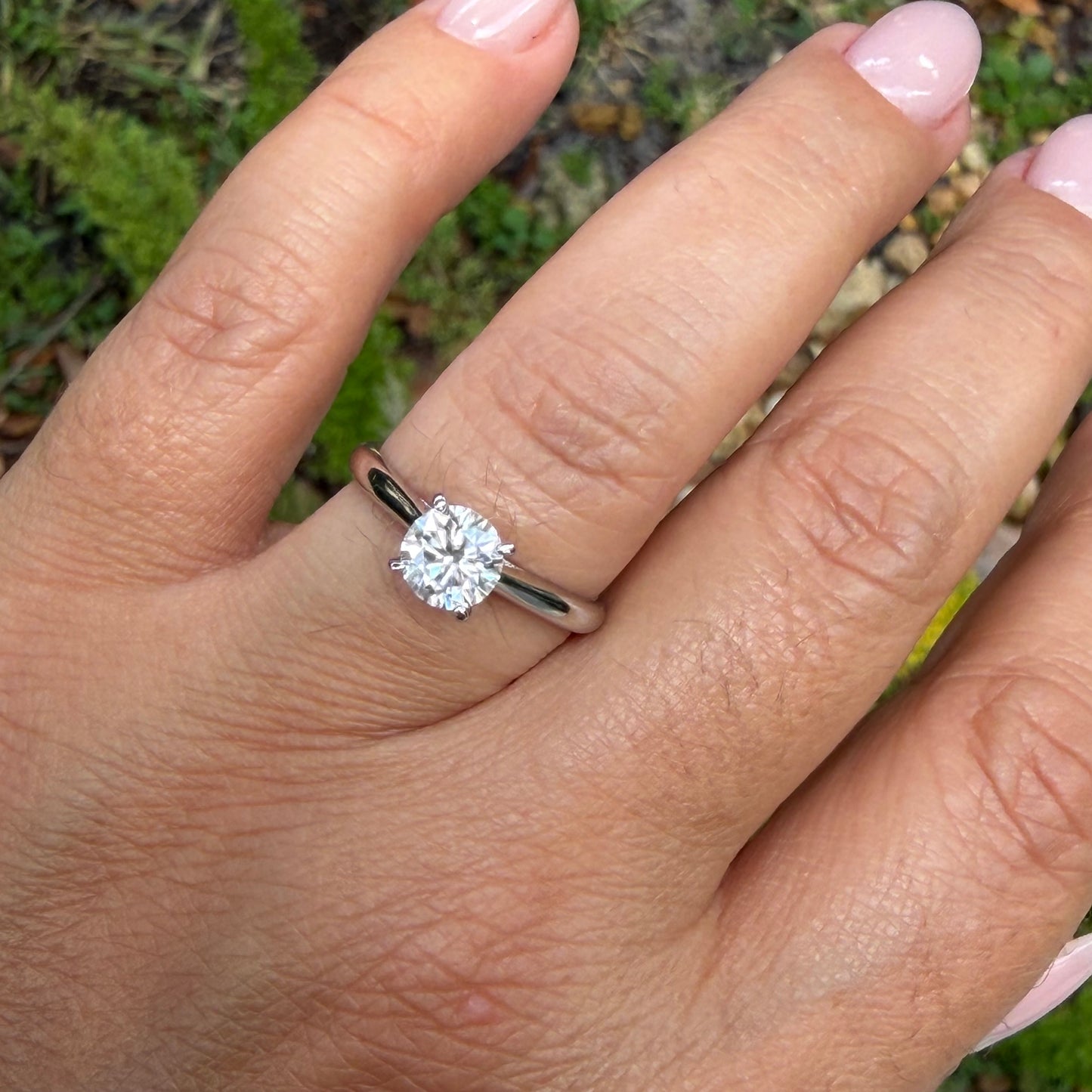 Moissanite Solitaire Ring in Sterling Silver 925