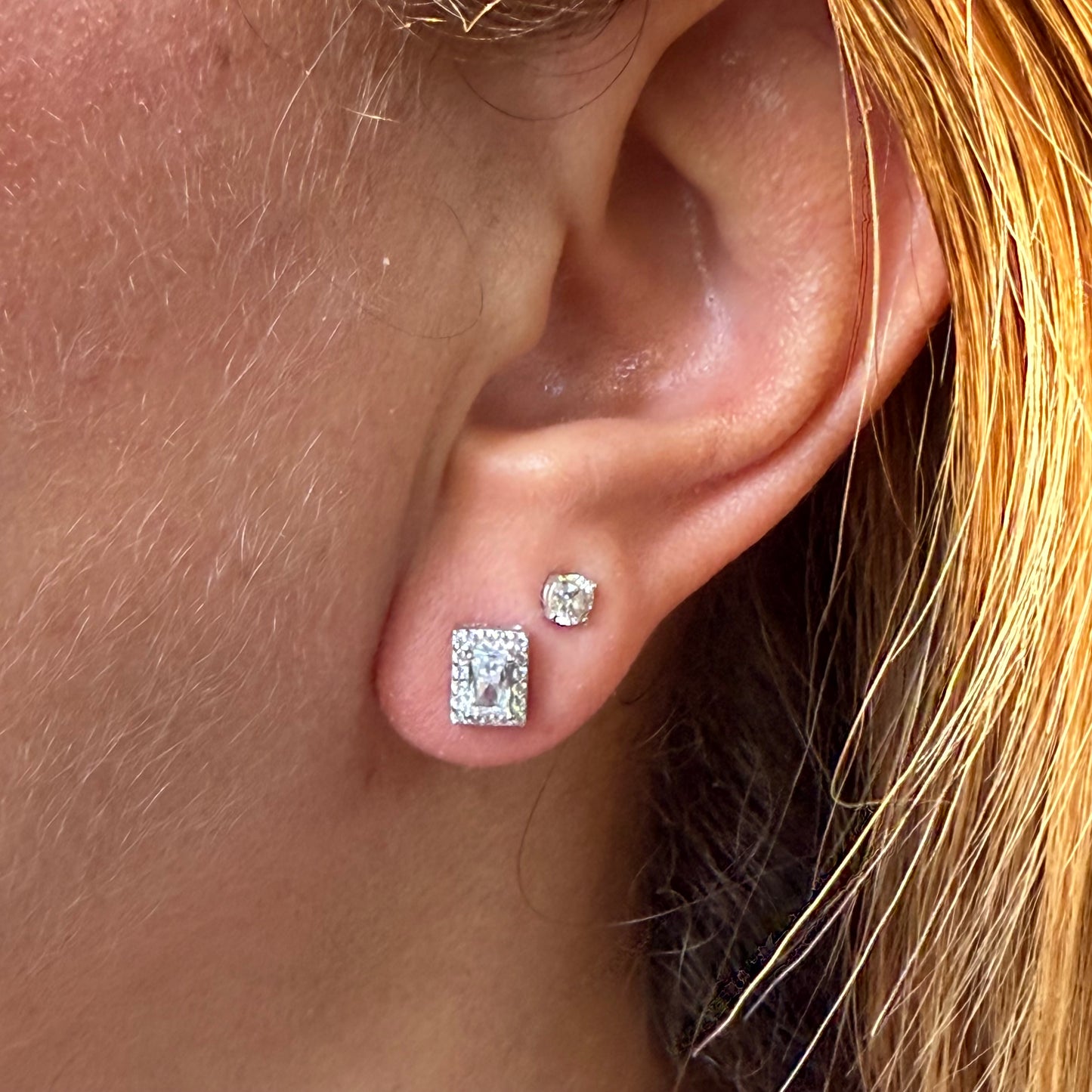 Rectangular Earrings in Sterling Silver 925