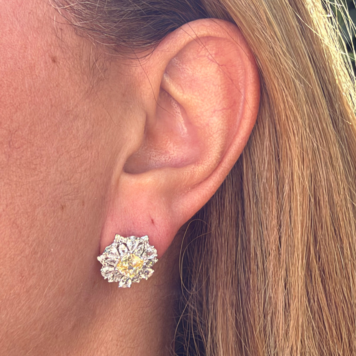 Yellow Earrings in Sterling Silver 925