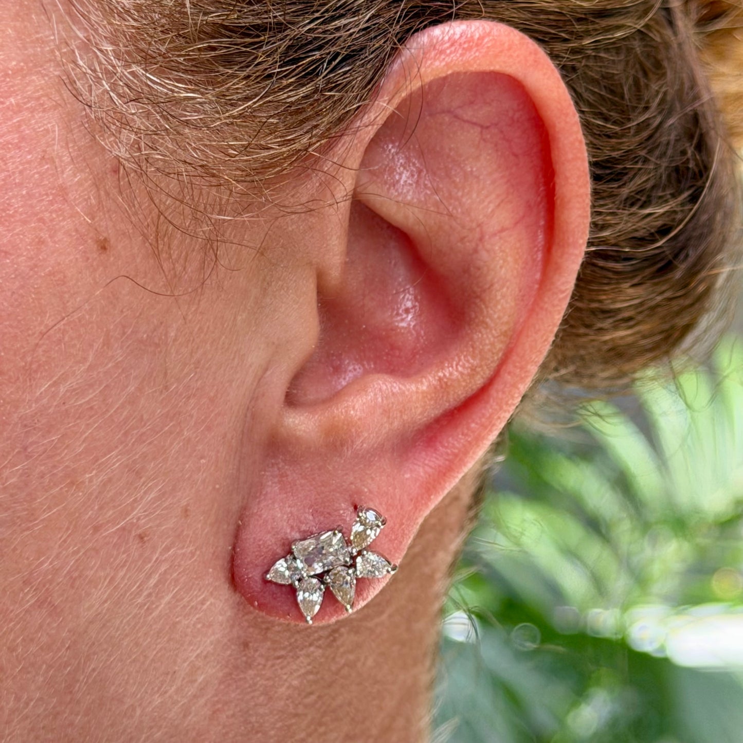 Moissanite Leaf Earrings in Sterling Silver 925