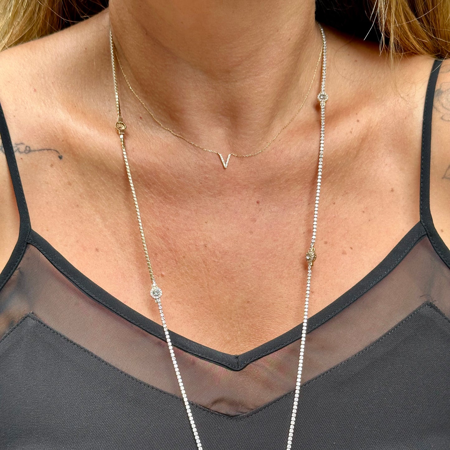Adjustable Riviera Necklace in Sterling Silver 925
