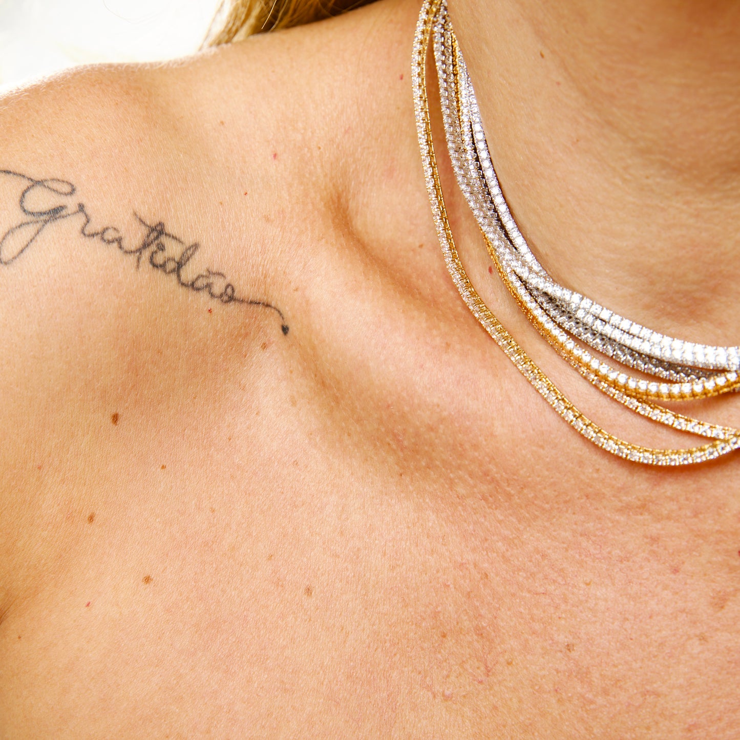 Tennis Necklace in 18K Gold Plated