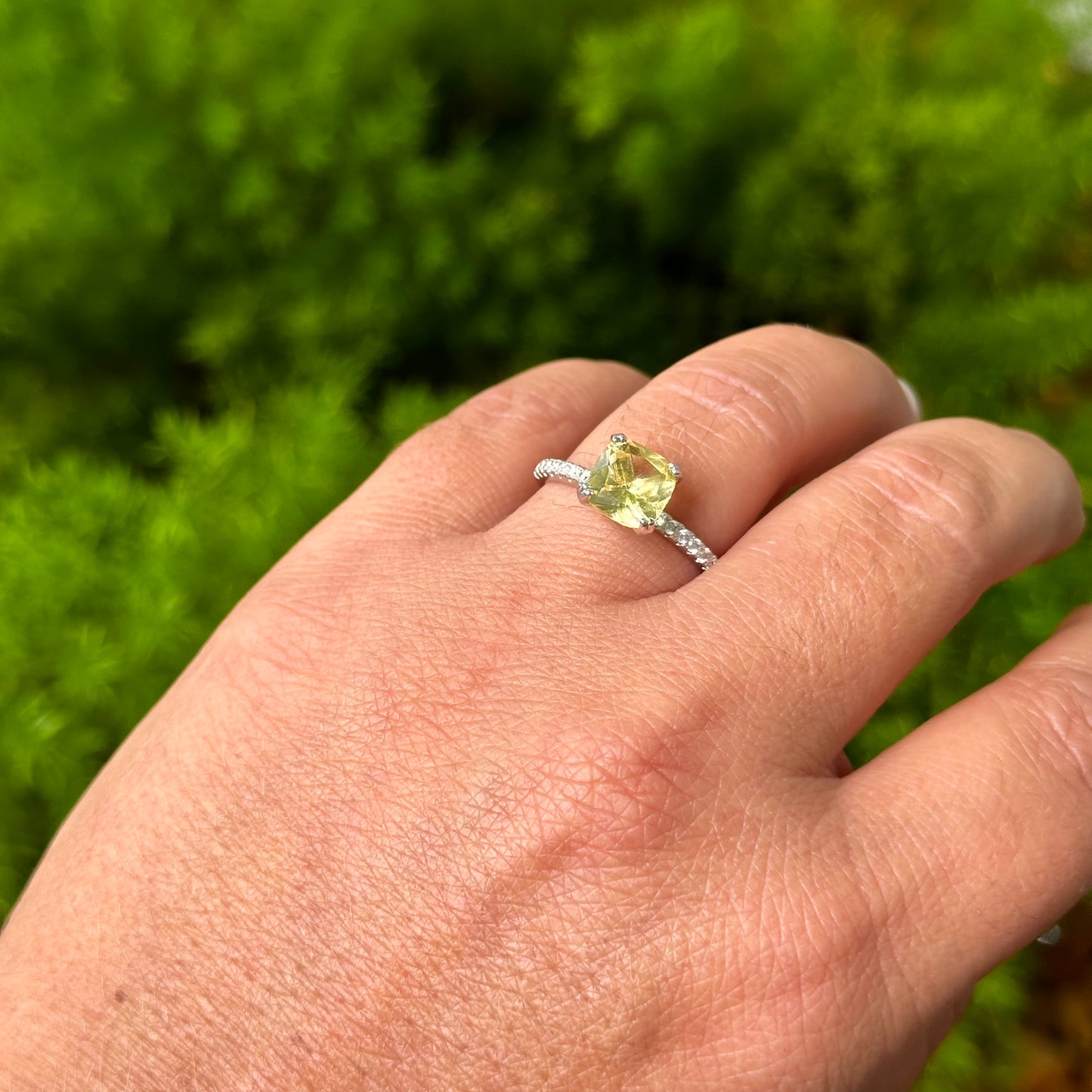 Citrino Ring in 18K White Gold Plated
