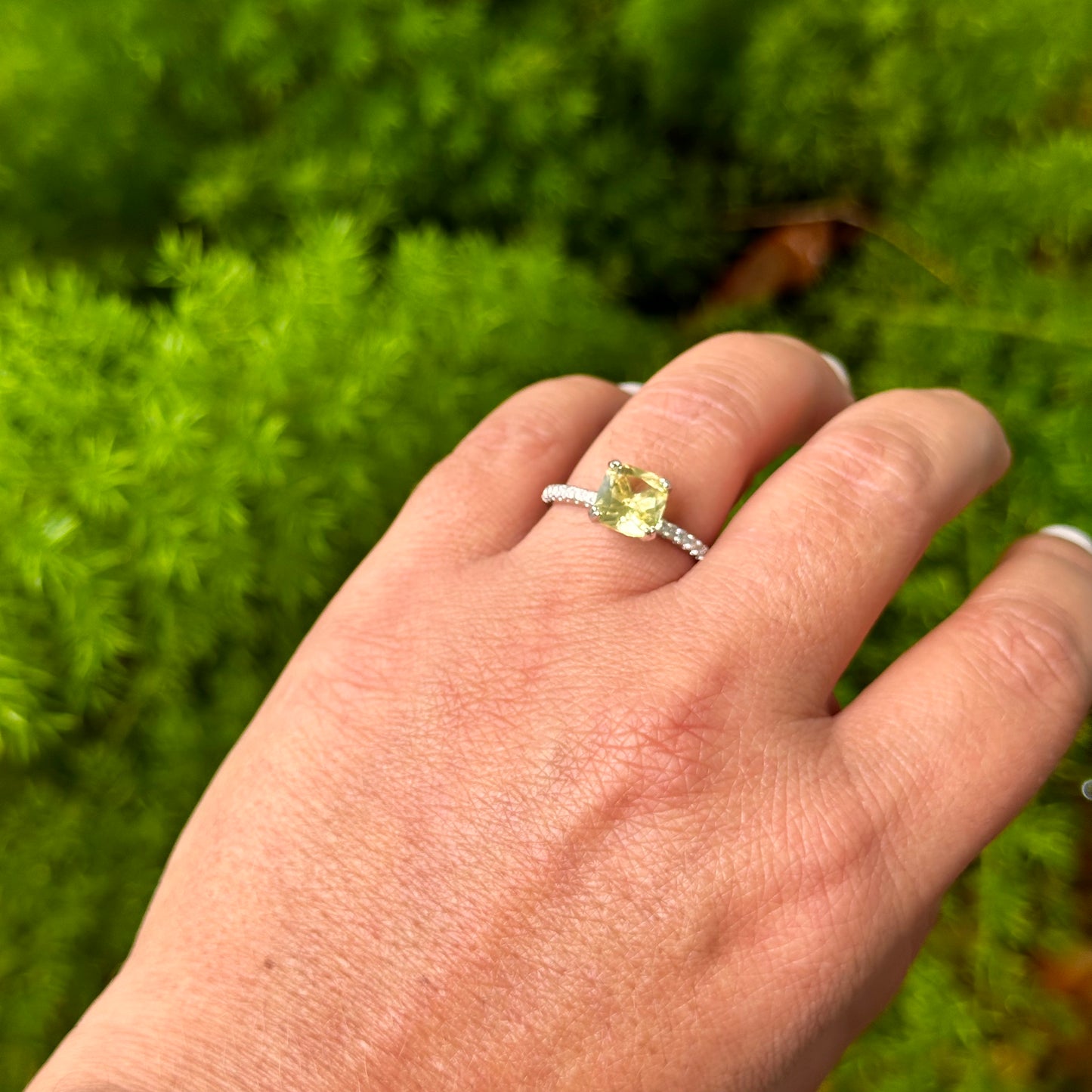 Citrino Ring in 18K White Gold Plated