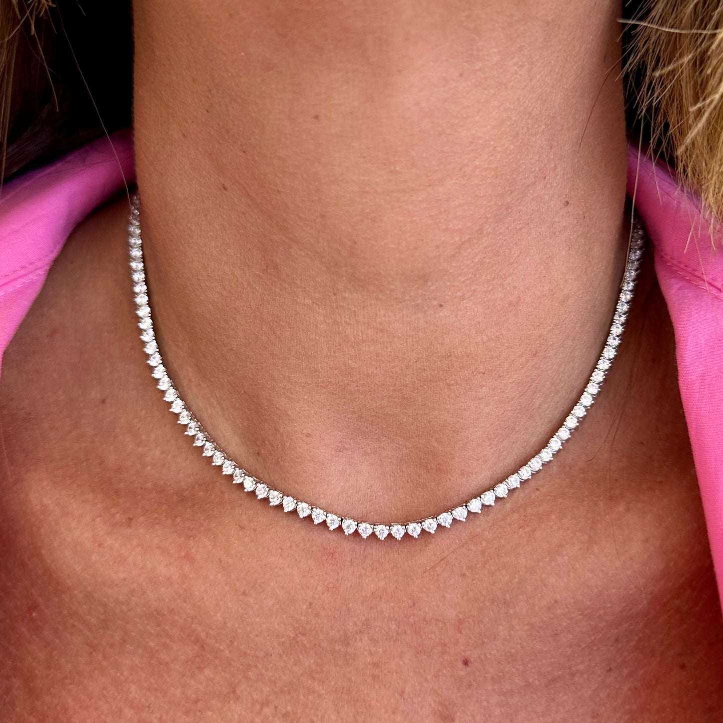 Riviera Necklace in 18K White Gold Plated