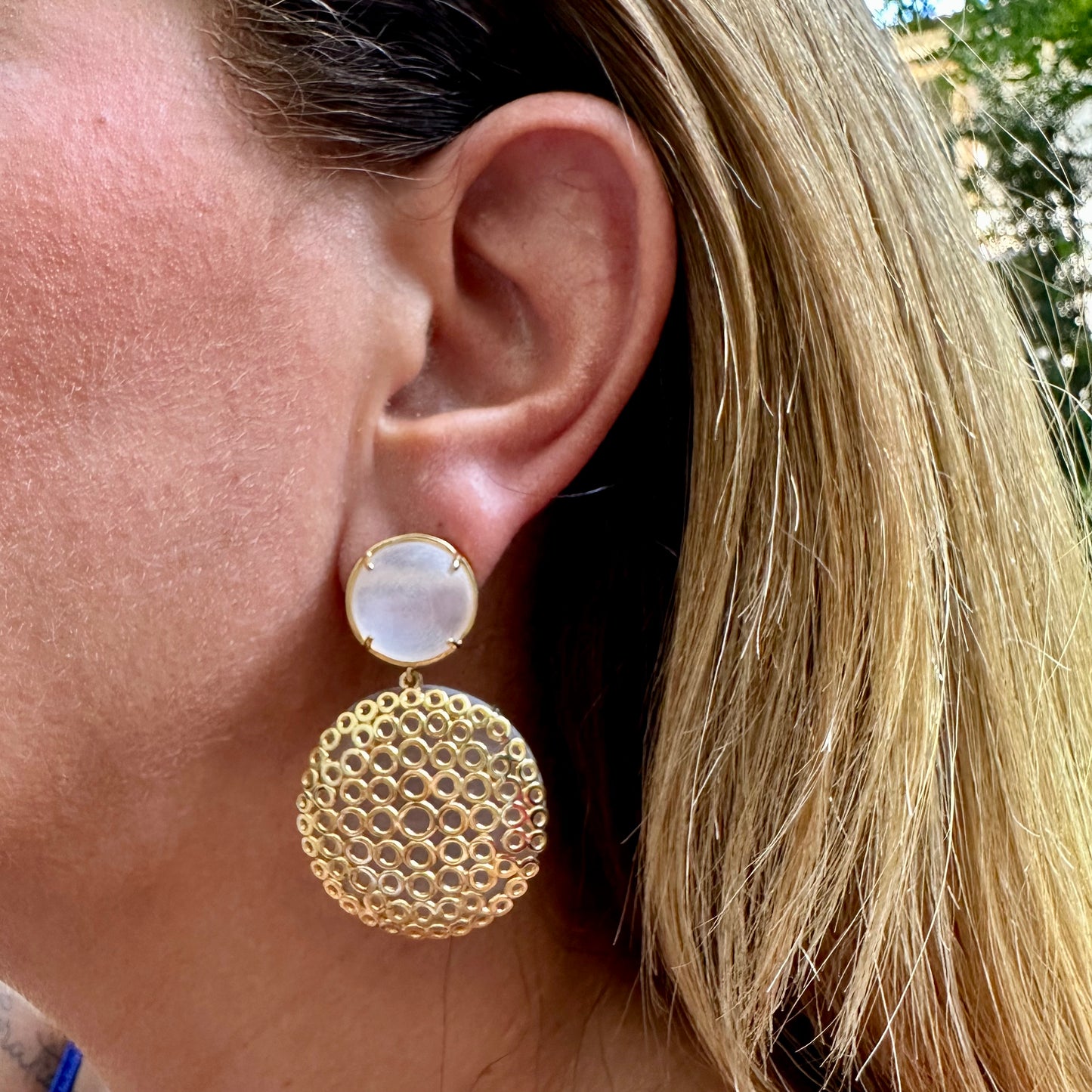 Natural Stones Earrings in 18K Gold Plated