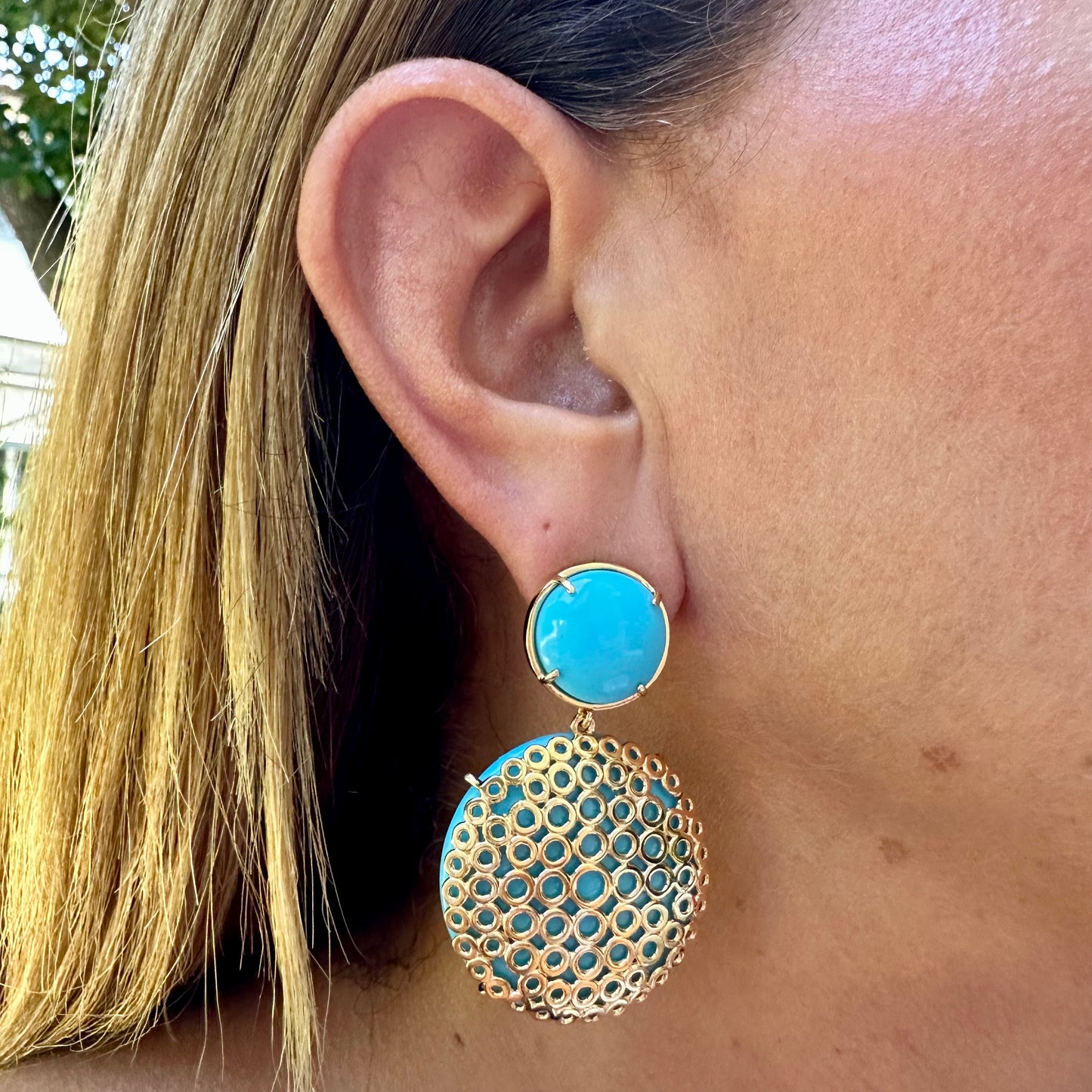 Natural Stones Earrings in 18K Gold Plated