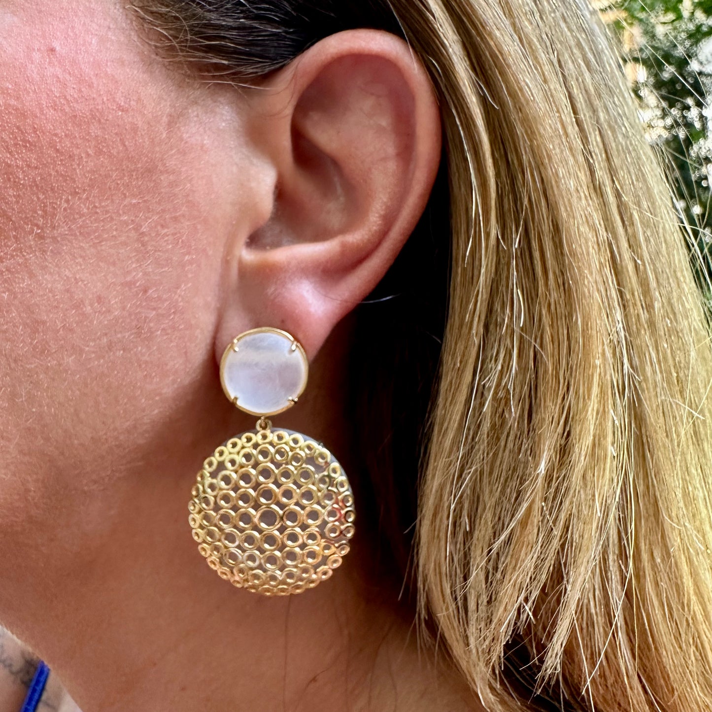 Natural Stones Earrings in 18K Gold Plated