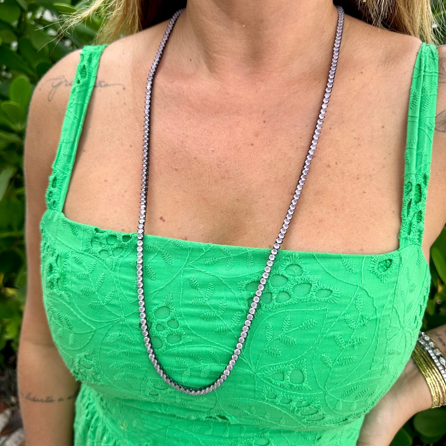 Pink Riviera Necklace in Black Rhodium Plated