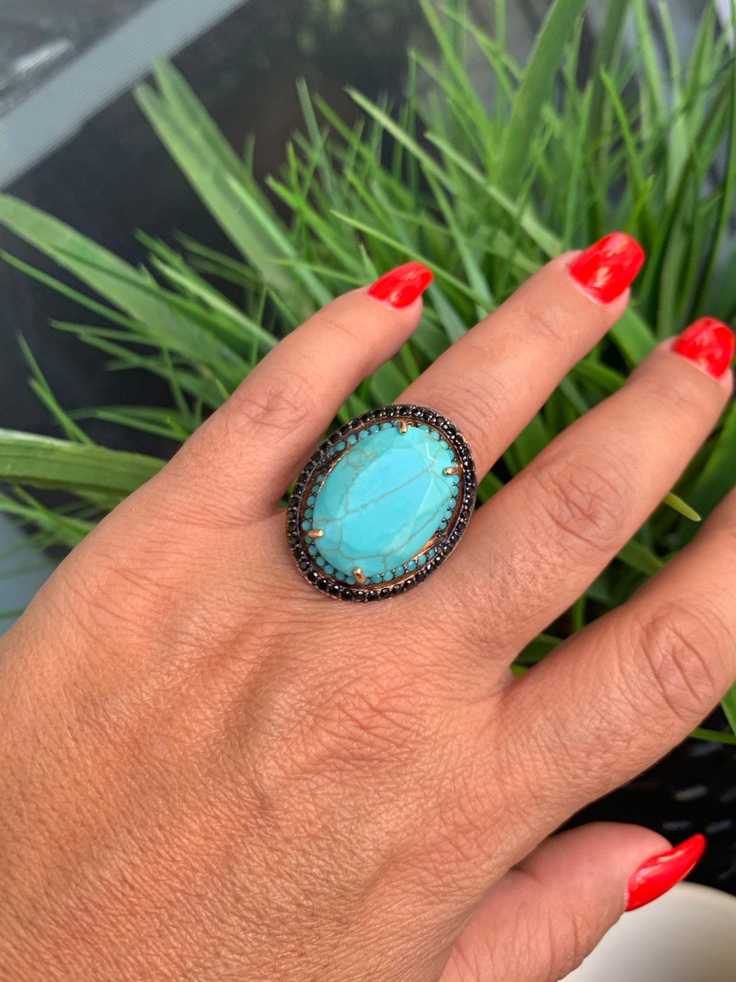 Elaine Turquoise Ring in 18K Gold Plated