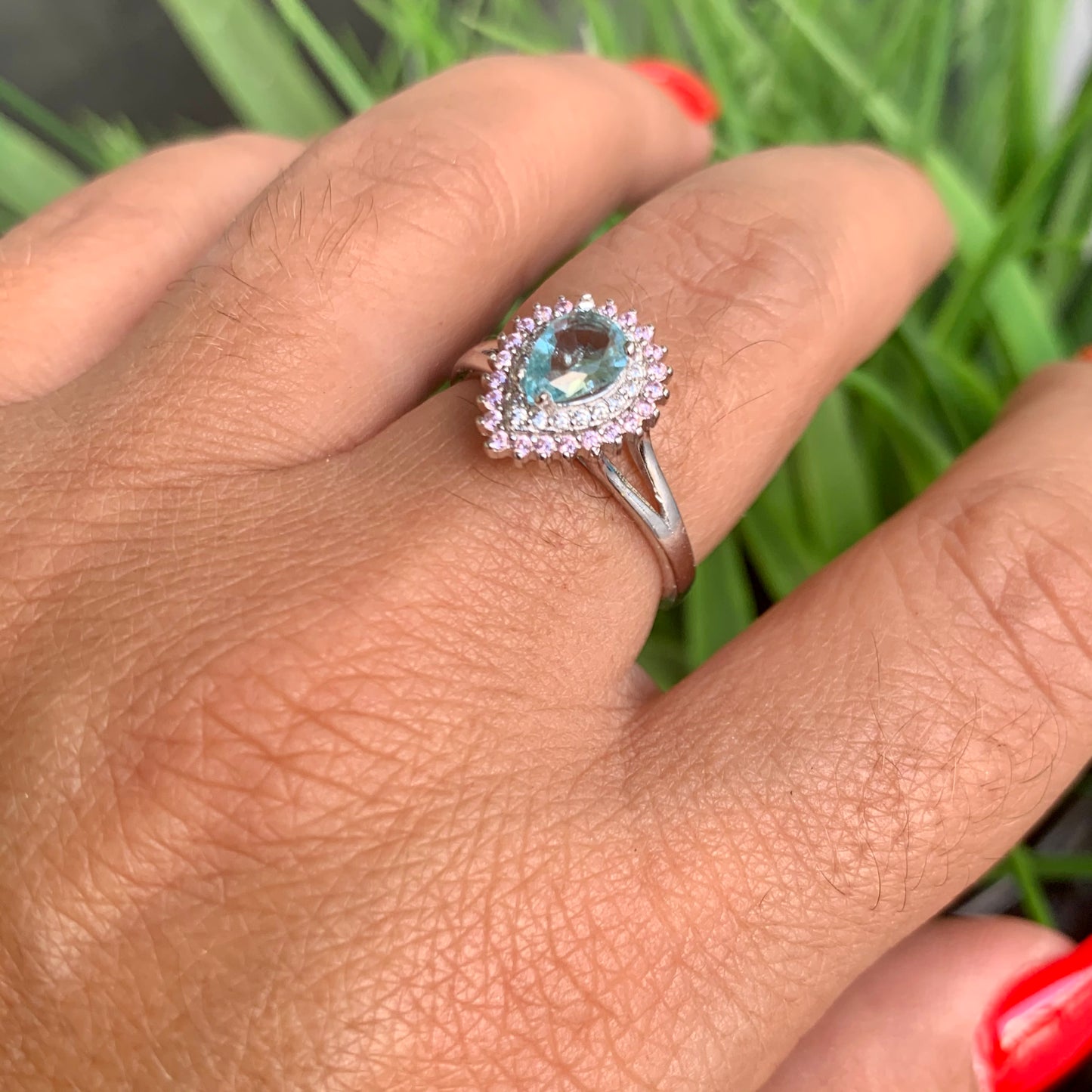 Drop Turmaline Ring in Sterling Silver 925