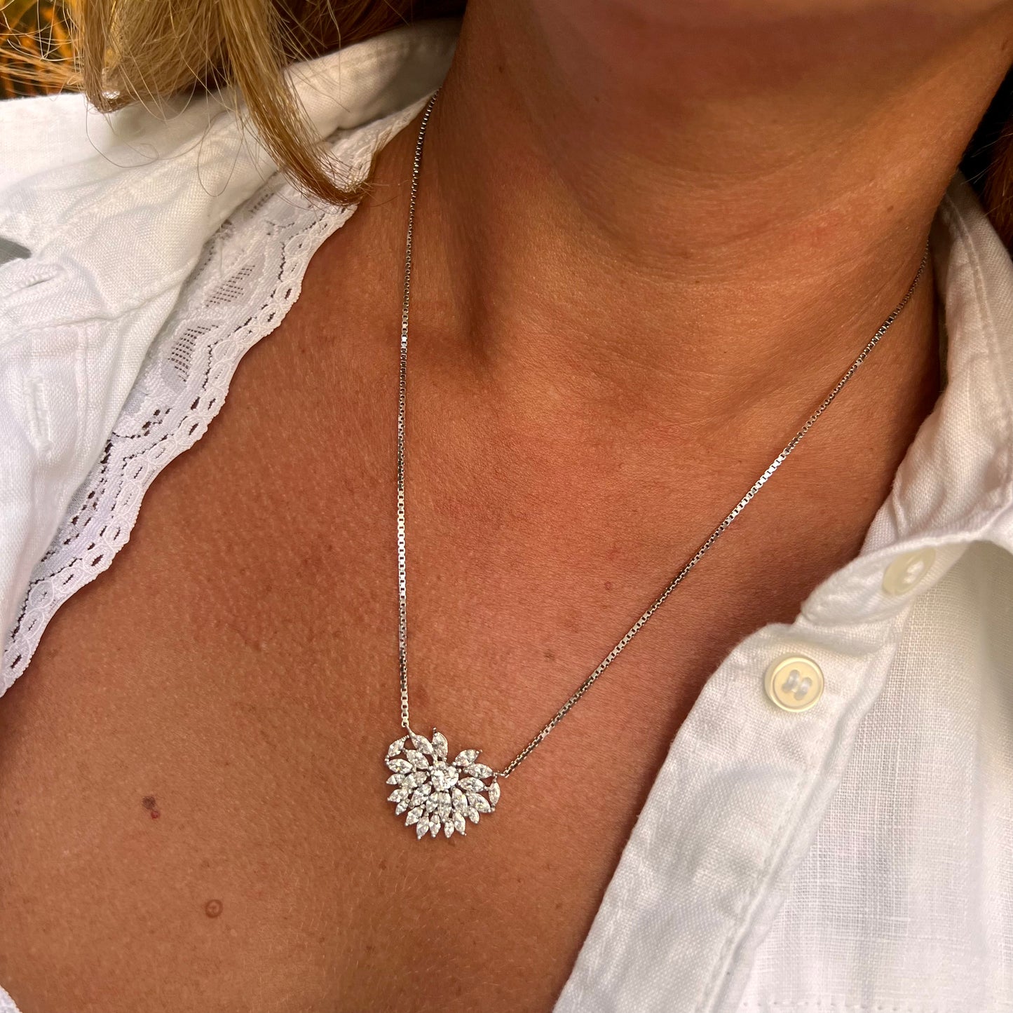 Heart Zirconias Necklace in Sterling Silver 925