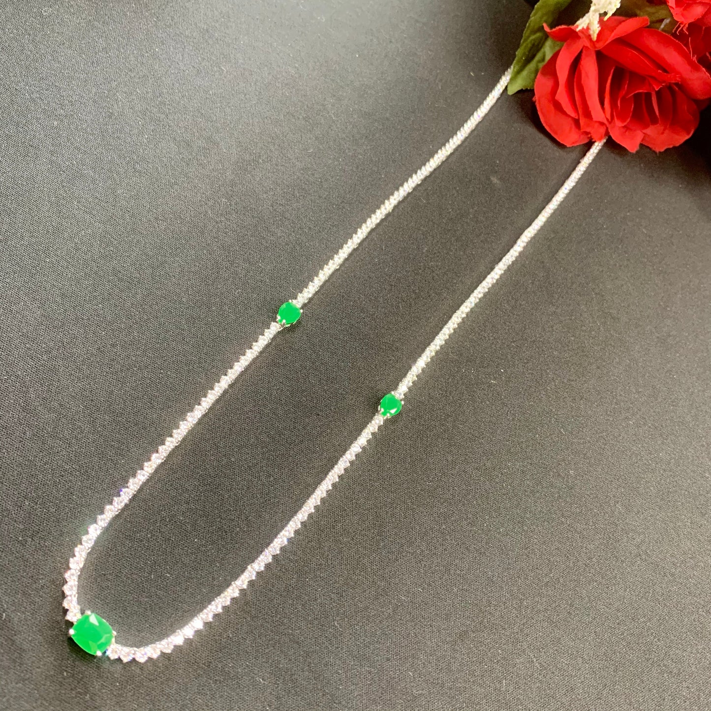 Emerald Riviera Necklace in Sterling Silver 925
