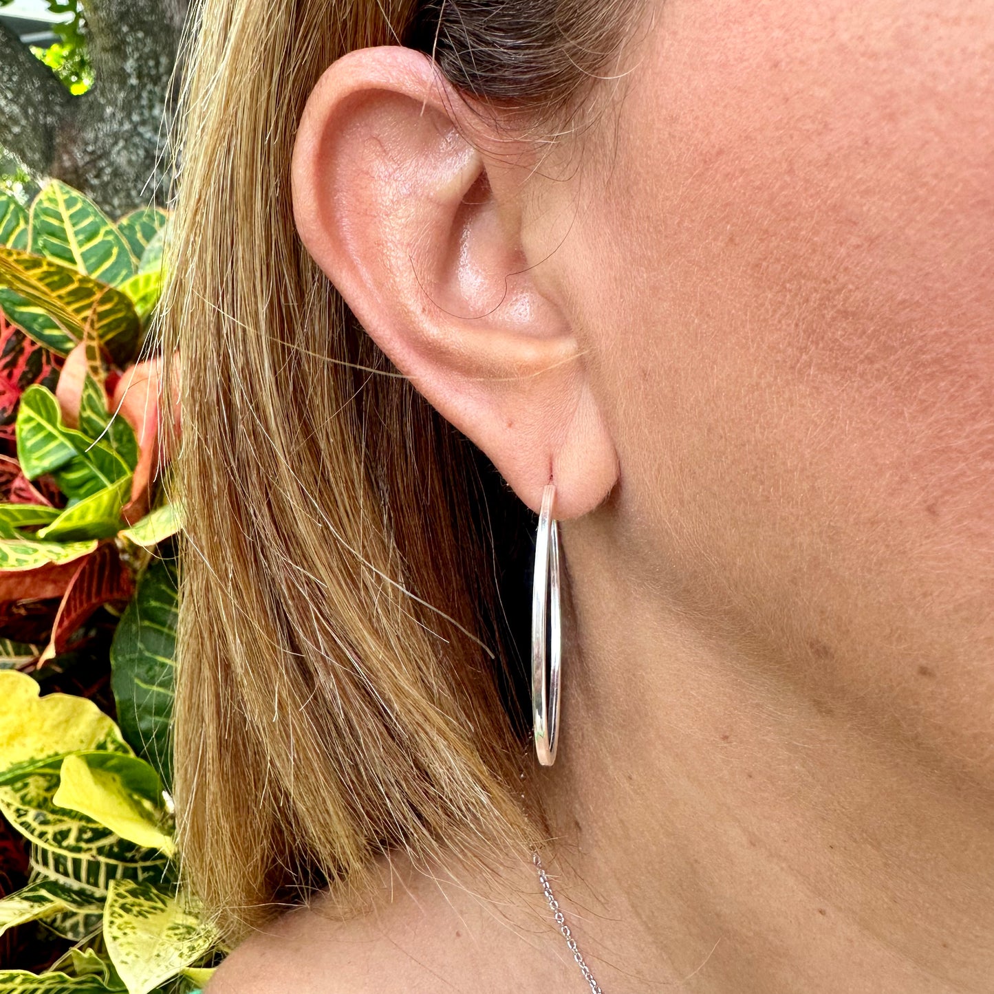 Plain Hoop Earrings in Sterling Silver 925