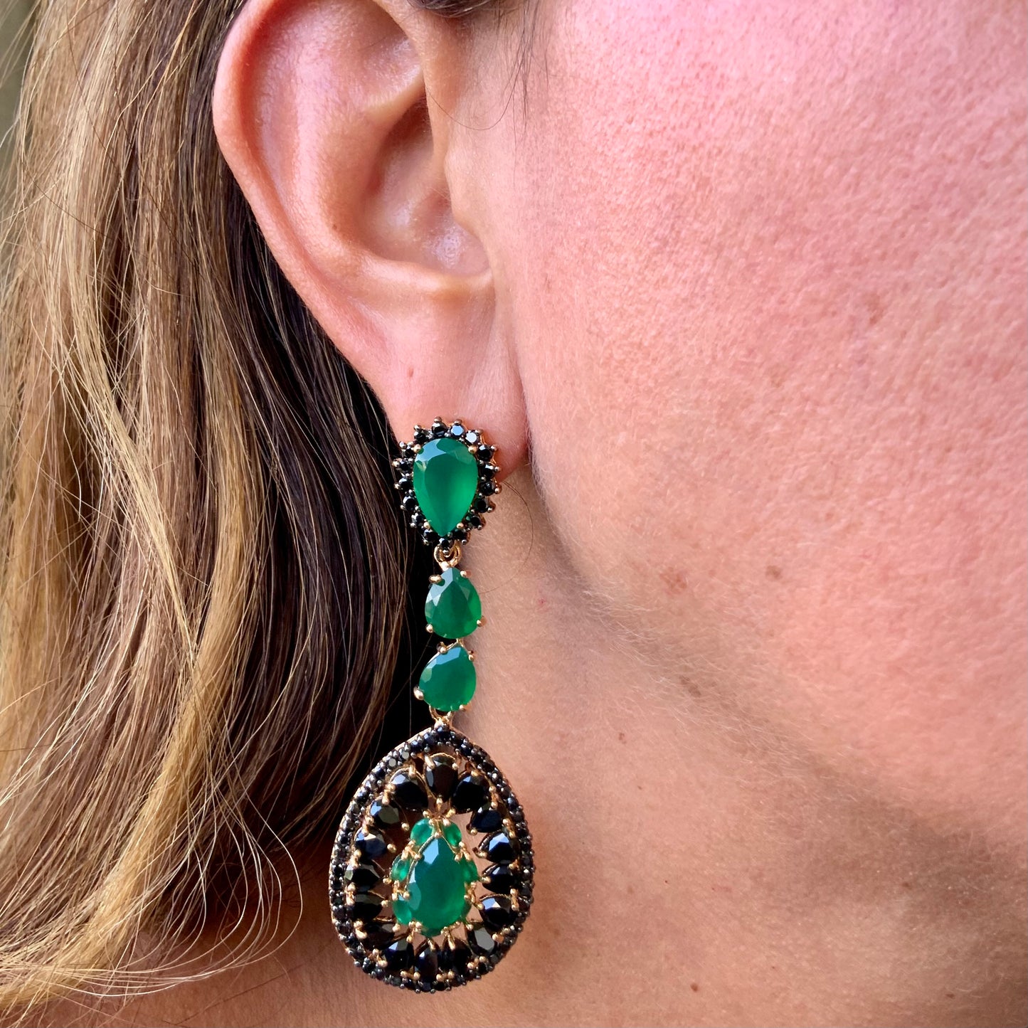 Agatha Emerald Earrings in 18K Gold Plated