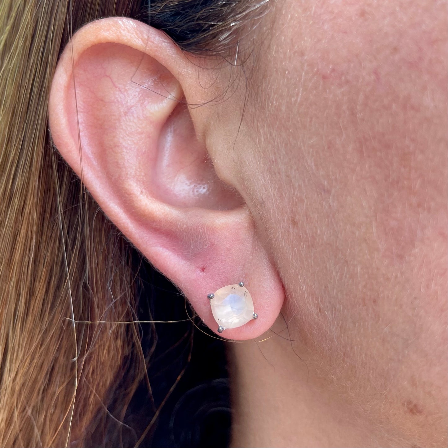 Morganite Earrings in 18K White Gold Plated