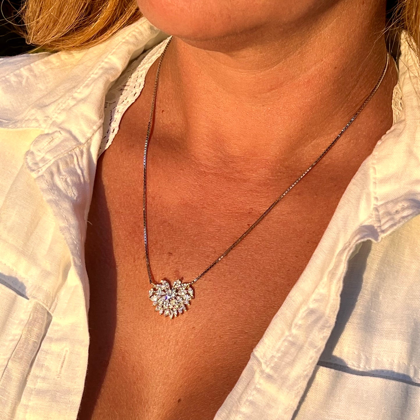 Heart Zirconias Necklace in Sterling Silver 925