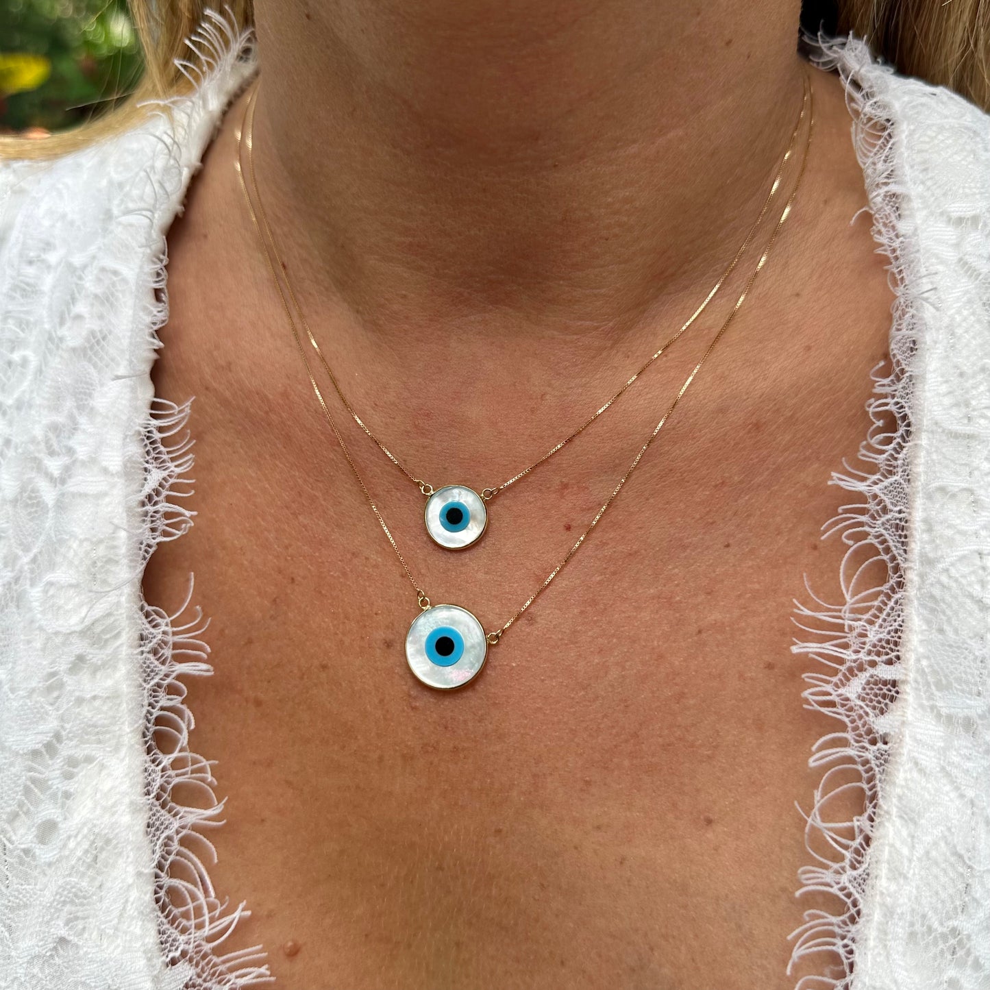 Greek Eye Necklace in 18K Gold