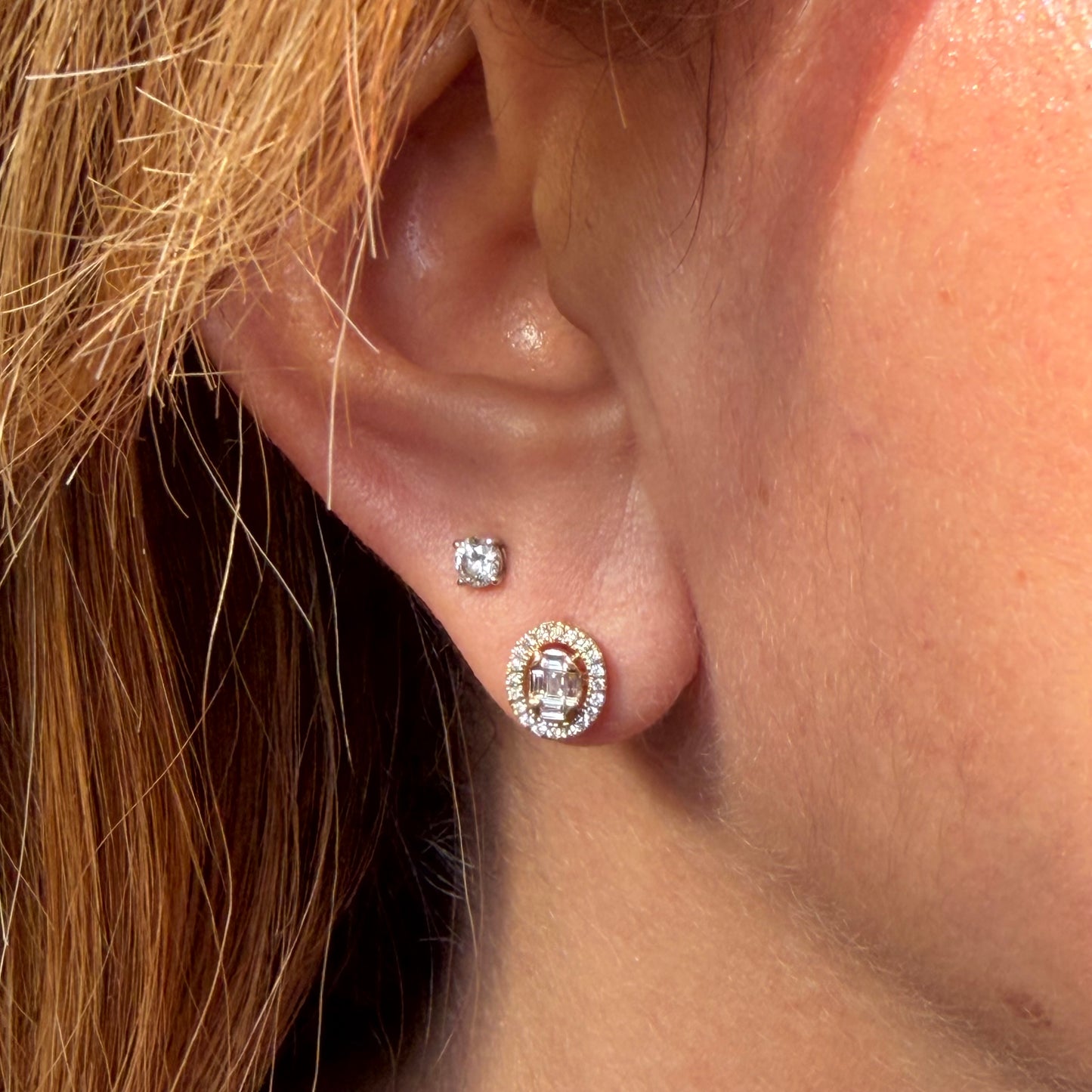 Cat Eye Earrings in 18K Gold w/ Diamonds