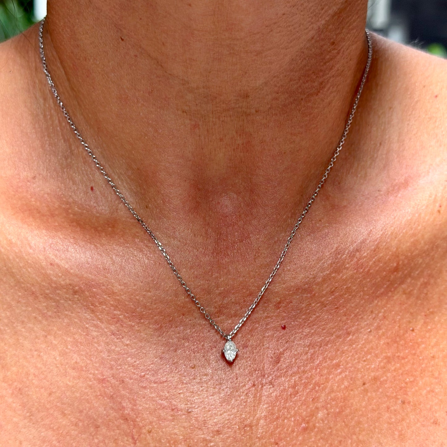 Oval Moissanite Necklace in Sterling Silver 925