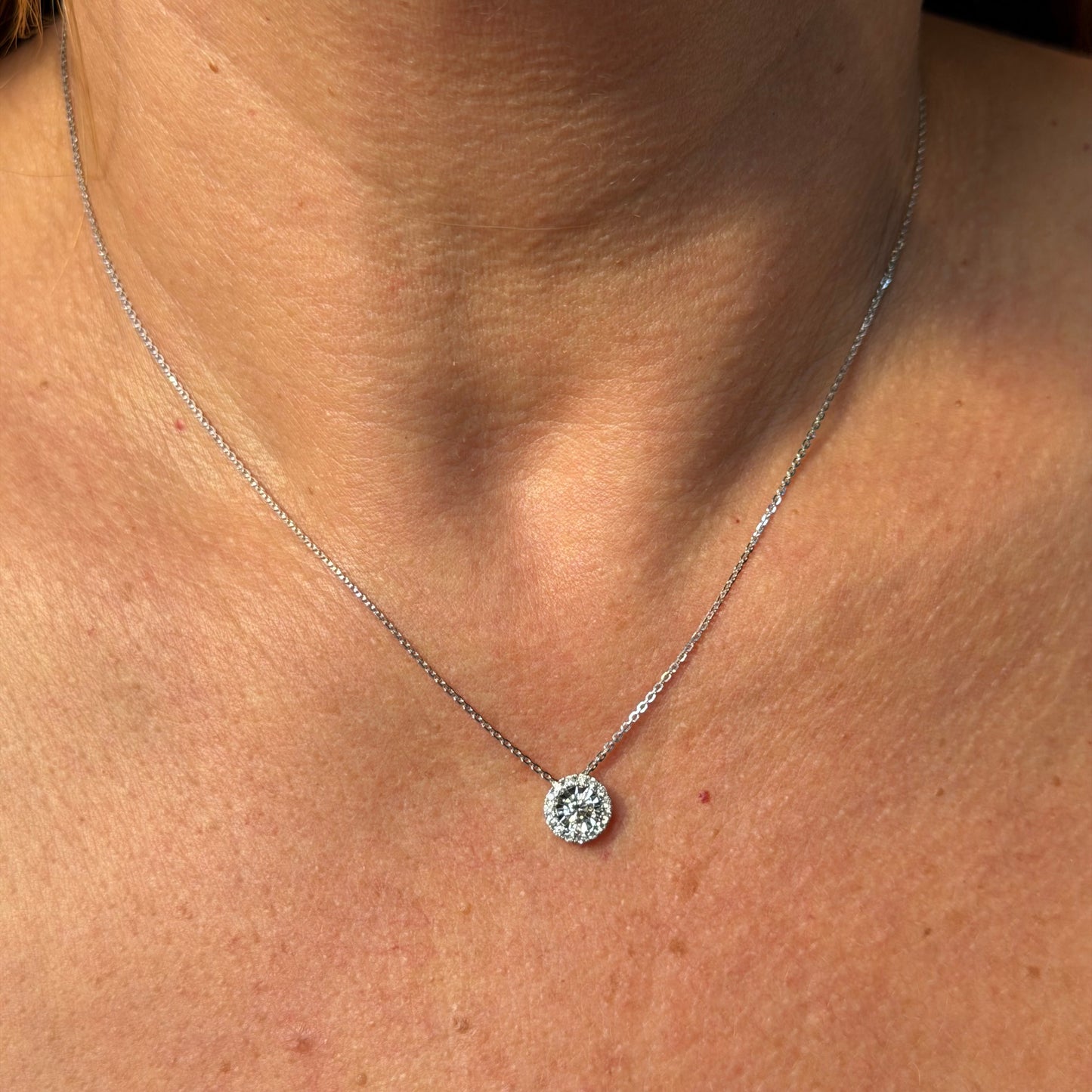 Cat Eye Necklace in 18K White Gold