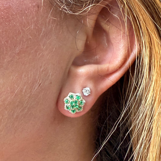 Clover Earrings in 18K Gold w/ Emeralds
