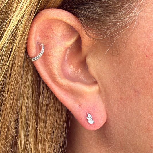 Three Stones Earrings in Sterling Silver 925