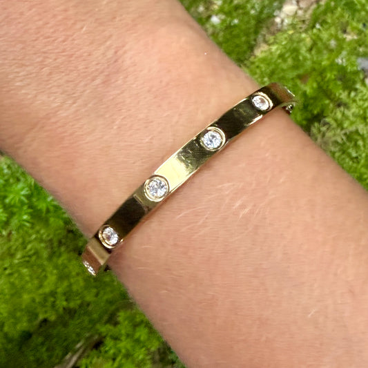Flat Bracelet w/ Zirconias in Stainless Steel 316L