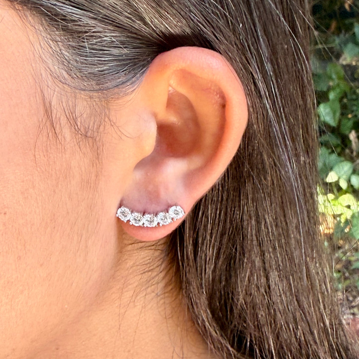 White Zirconias Ear Cuff in 18K White Gold Plated