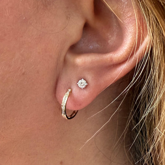 Hoop Earrings in 18K Gold w/ Diamonds