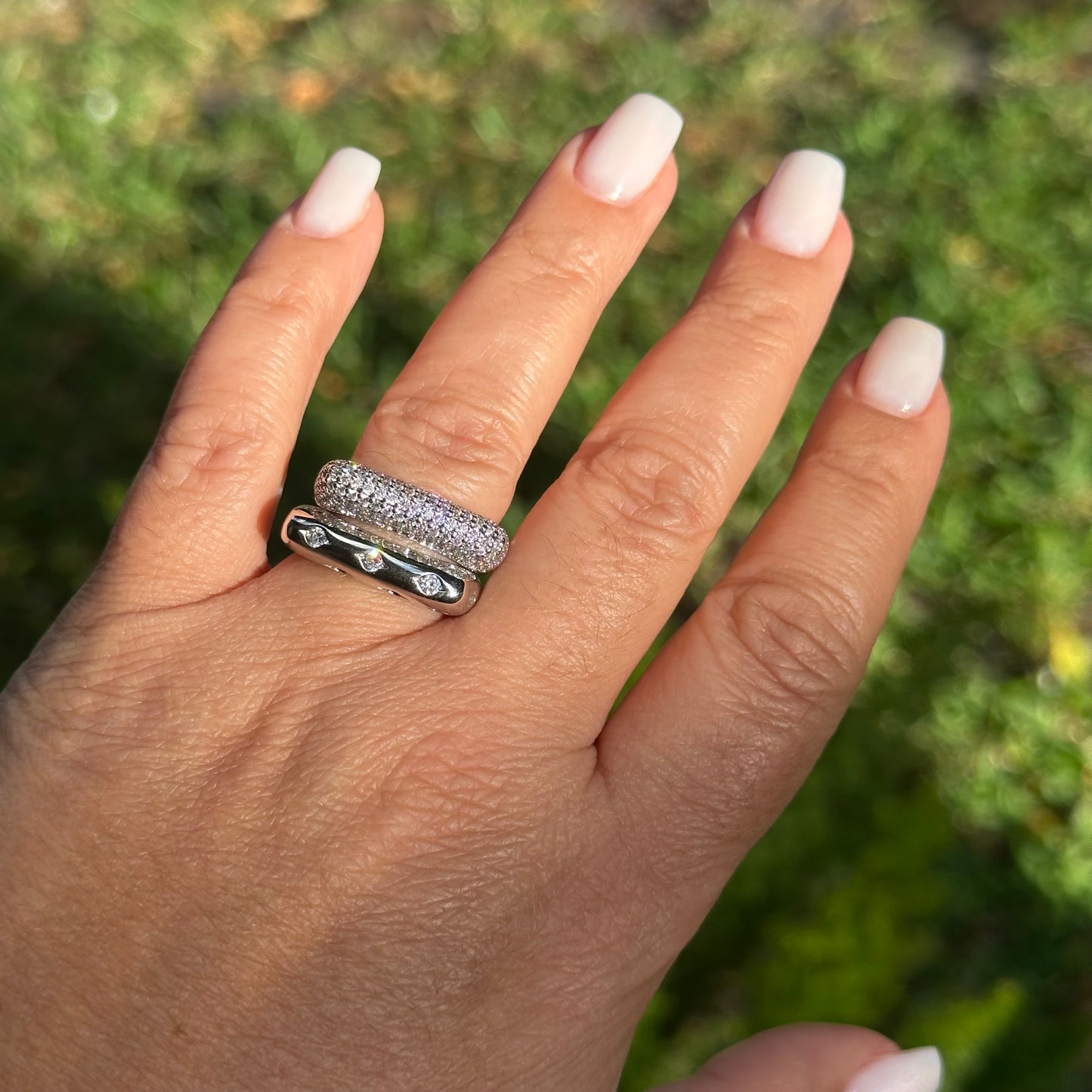 Cat Eyes Ring in 18K White Gold Plated